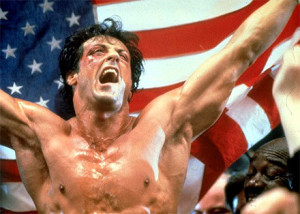 Everything good about patriotism in sport can be summed up by Rocky Balboa holding the flag.